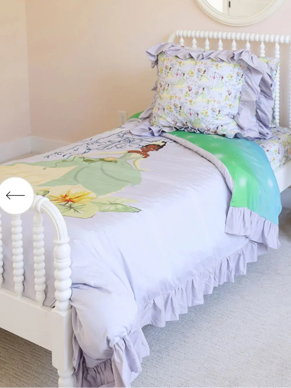 Posh Peanut Disney Princess Tiana Reversible Duvet Cover in Lavender & Yellow